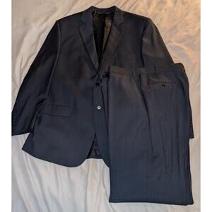 Pronto Uomo Signature 2 Button Wool Suit Made in Italy 48R 43-28 Navy Pinstripe